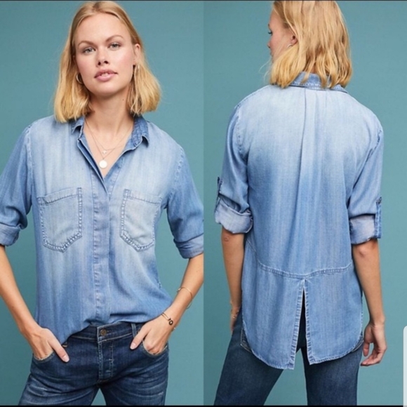 Anthropologie Tops - Cloth & Stone Split Back Chambray Shirt